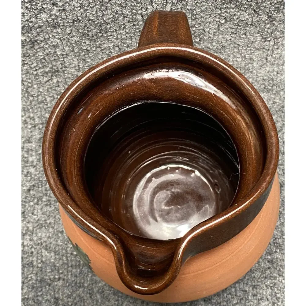 Royal Barum Ware  by C. H. Brannam England Red Terra-cotta Pitcher Hand Painted